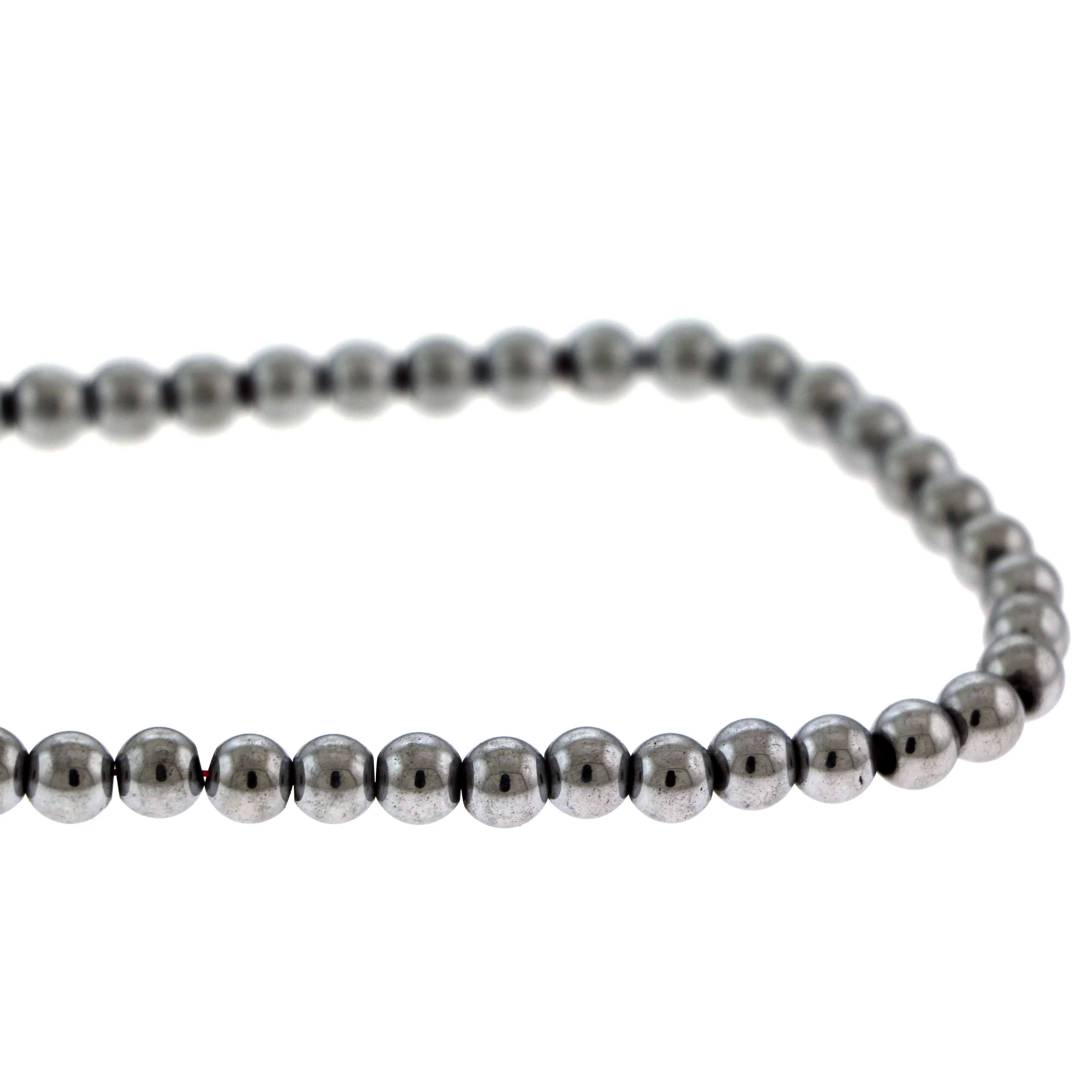 6mm Magnetic Hematite Round Silverplate Mh57