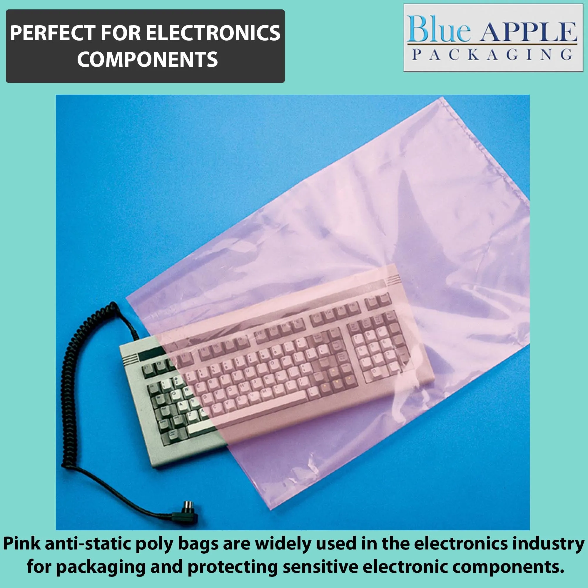 6X10 inches Pink Anti Static Bags 4 Mil Flat