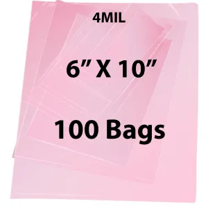 6X10 inches Pink Anti Static Bags 4 Mil Flat
