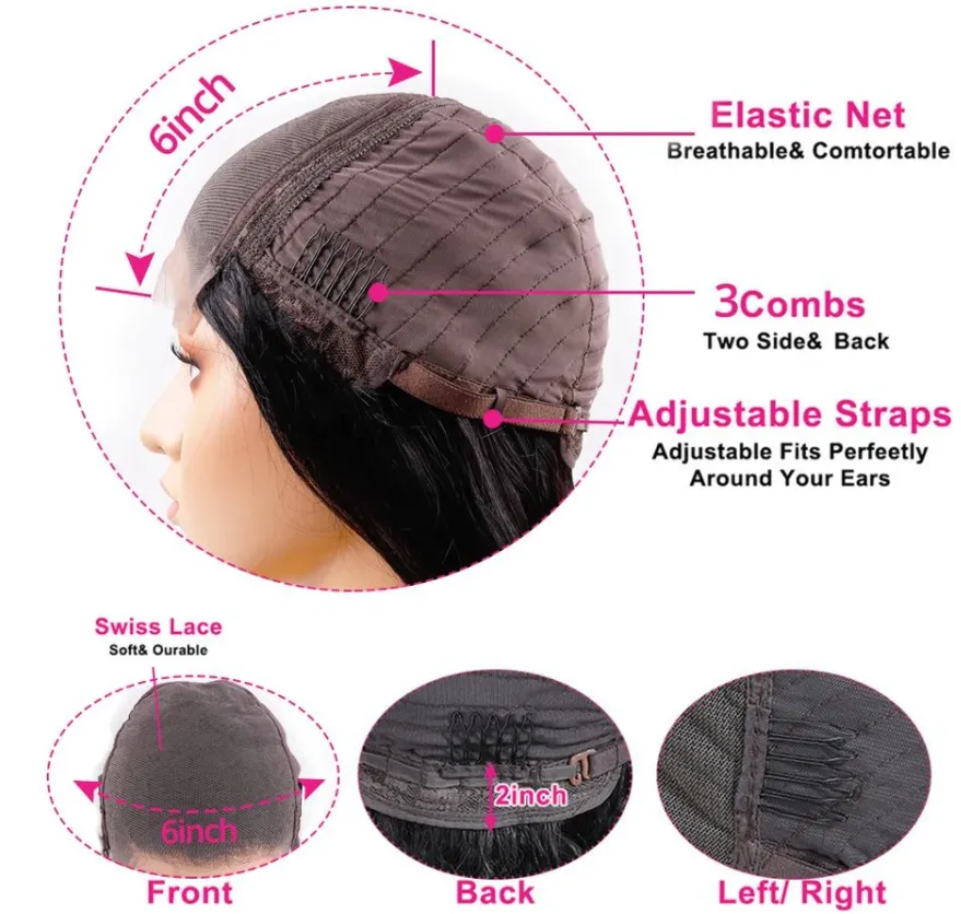 6x6 HD Lace Closure Wigs Straight Hair Wigs  Natural Color MYLOCKME