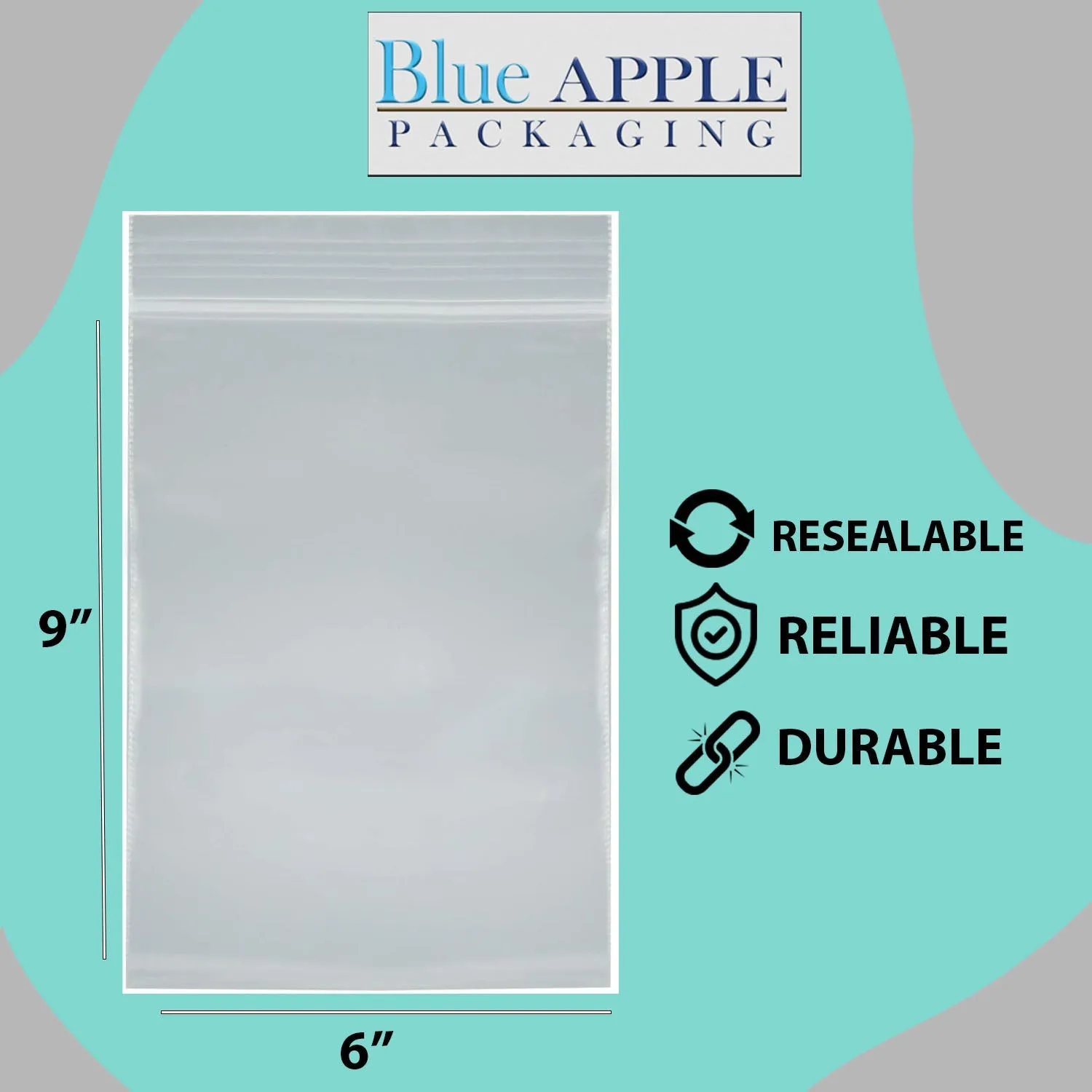 6X9 inches Reclosable Single Line Zipper Poly Bags 4 Mil (LDPE)