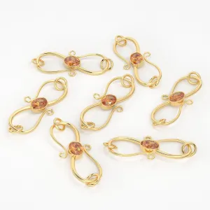 8mmx18mm 18k Solid Gold S Hook Clasp With Natural Brandy Citrine Bezel