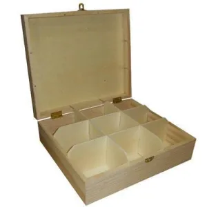 9 Compartment Teabag Wooden Box Storage Kitchen 23cm