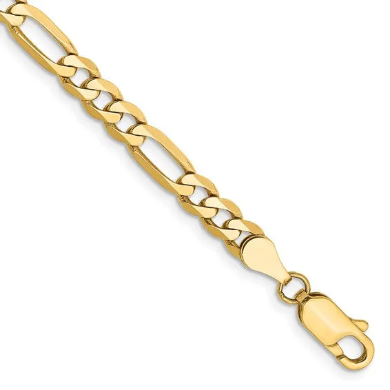 9" 10K 4.75mm Flat Figaro Chain Bracelet