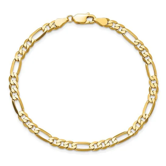 9" 10K 4.75mm Flat Figaro Chain Bracelet