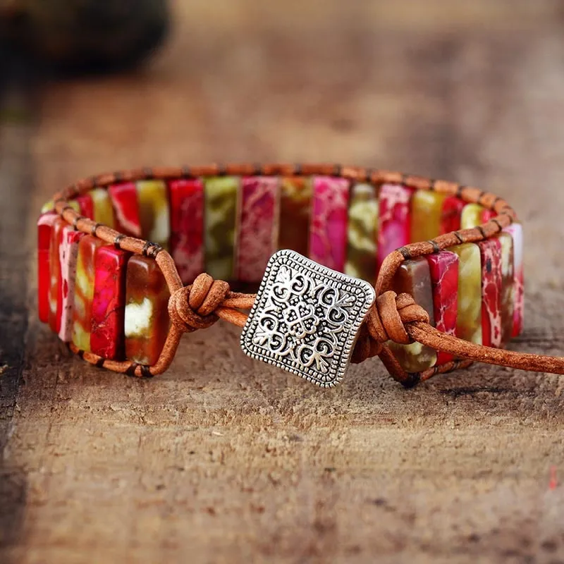 Abstract Pink Regalite Bracelet