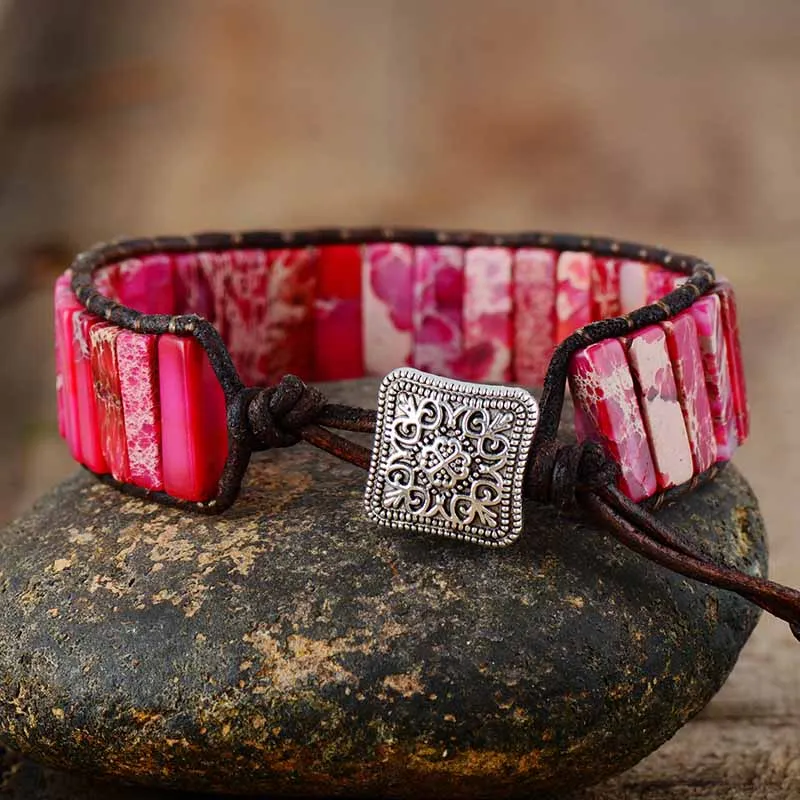 Abstract Pink Regalite Bracelet