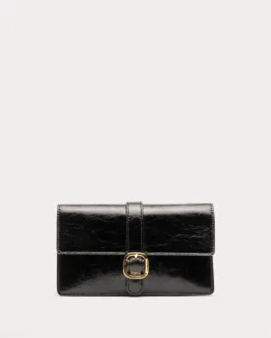 Accordian Wallet - Crinkled Leather Black