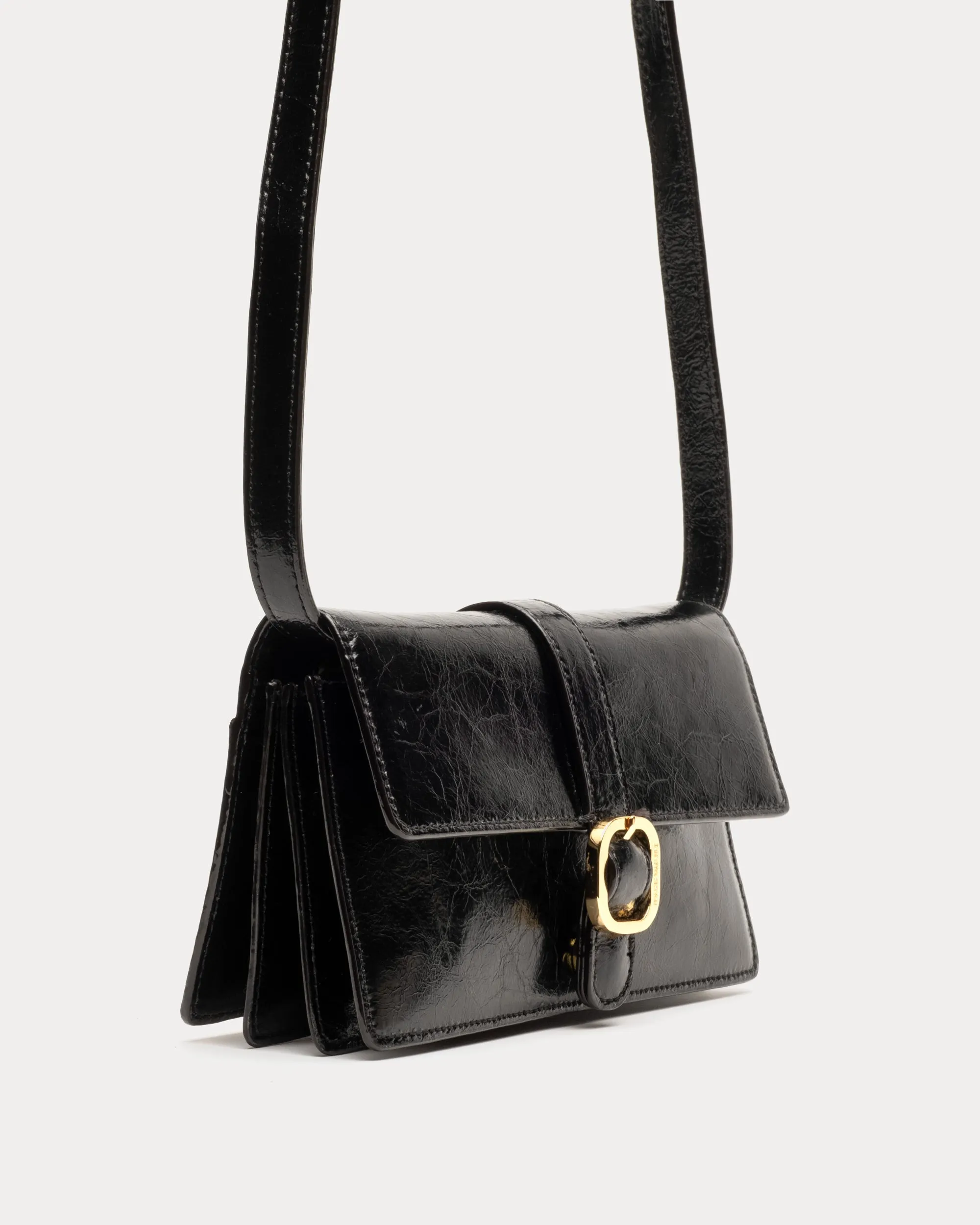 Accordian Wallet - Crinkled Leather Black