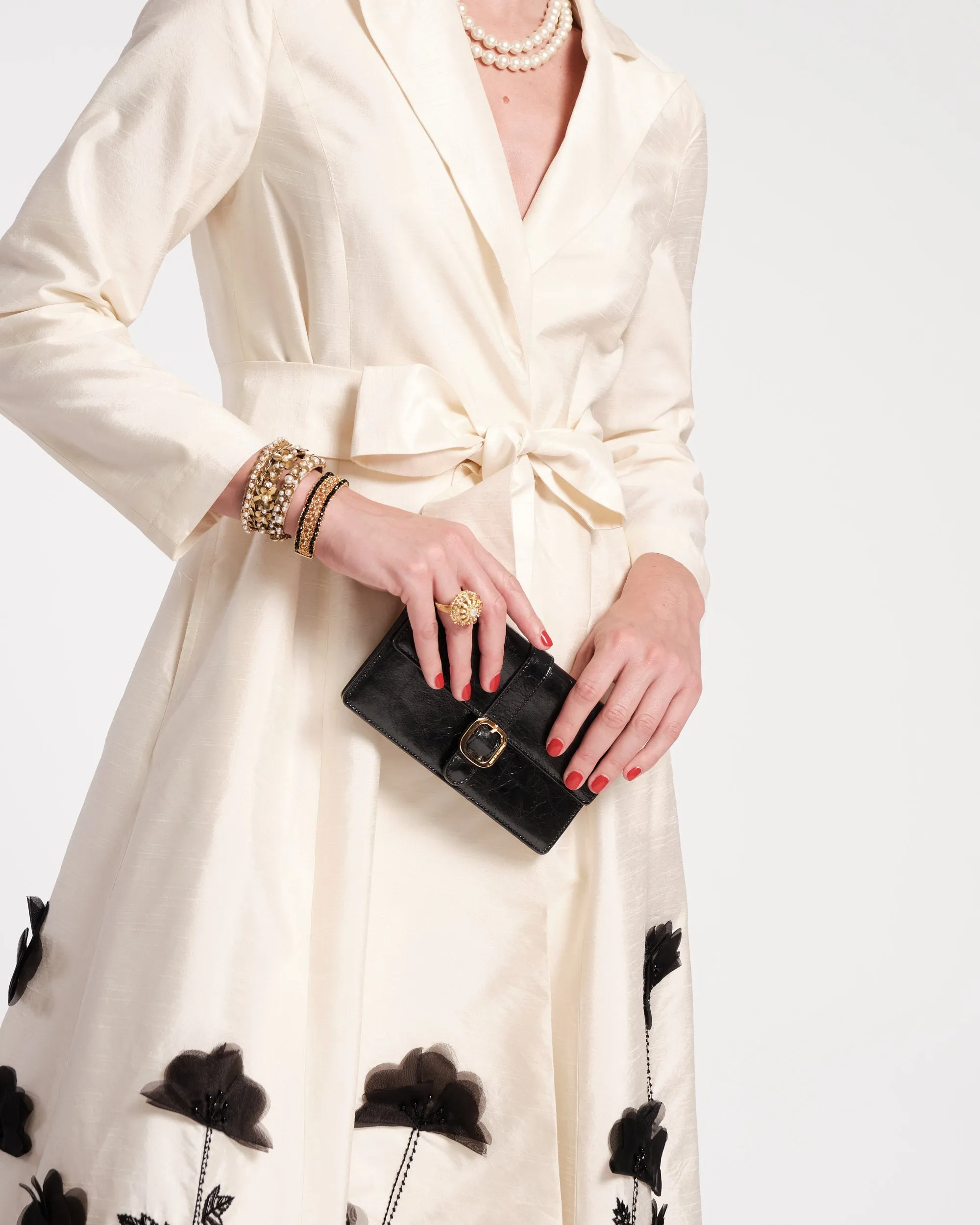 Accordian Wallet - Crinkled Leather Black