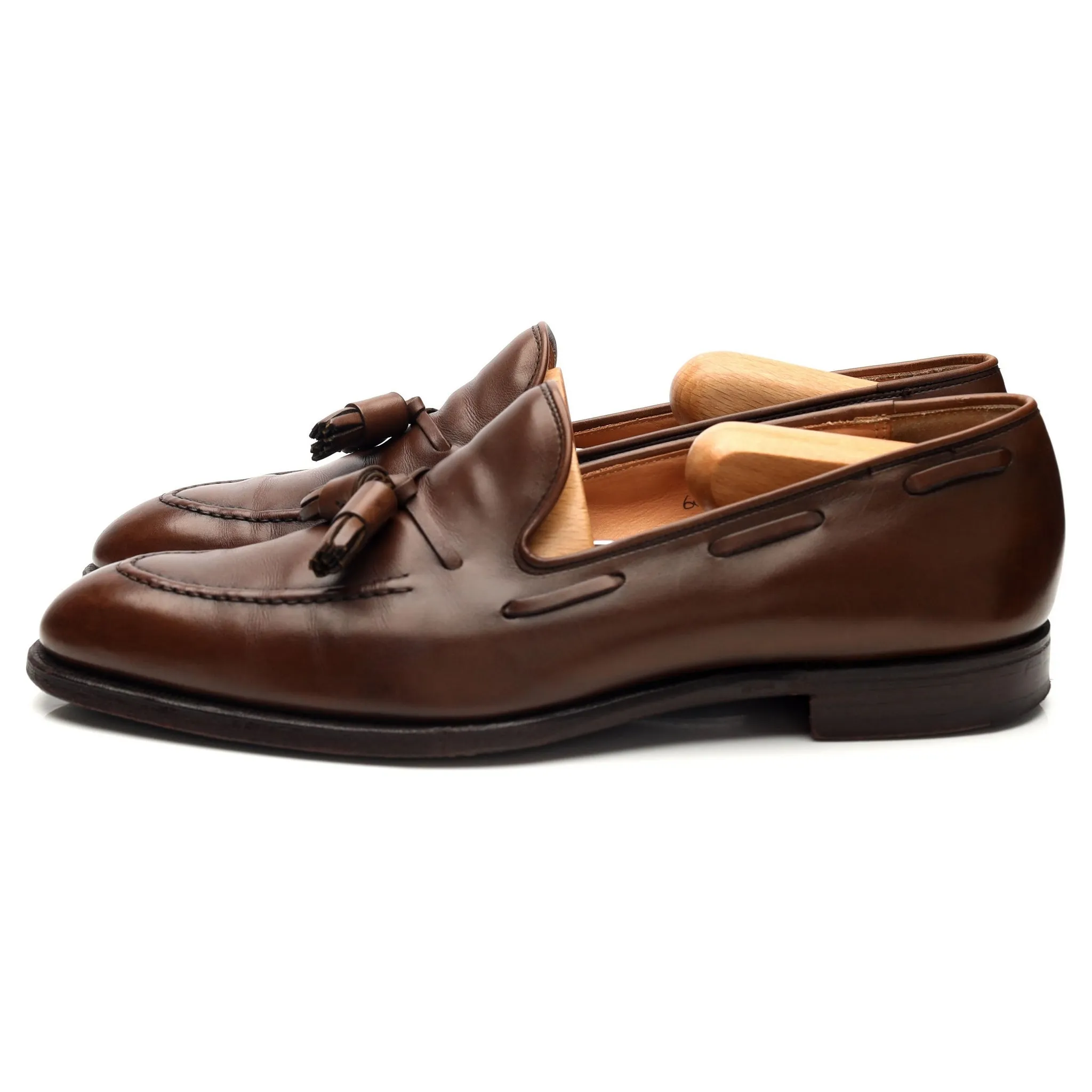 'Adrian' Brown Leather Tassel Loafers UK 7.5 E