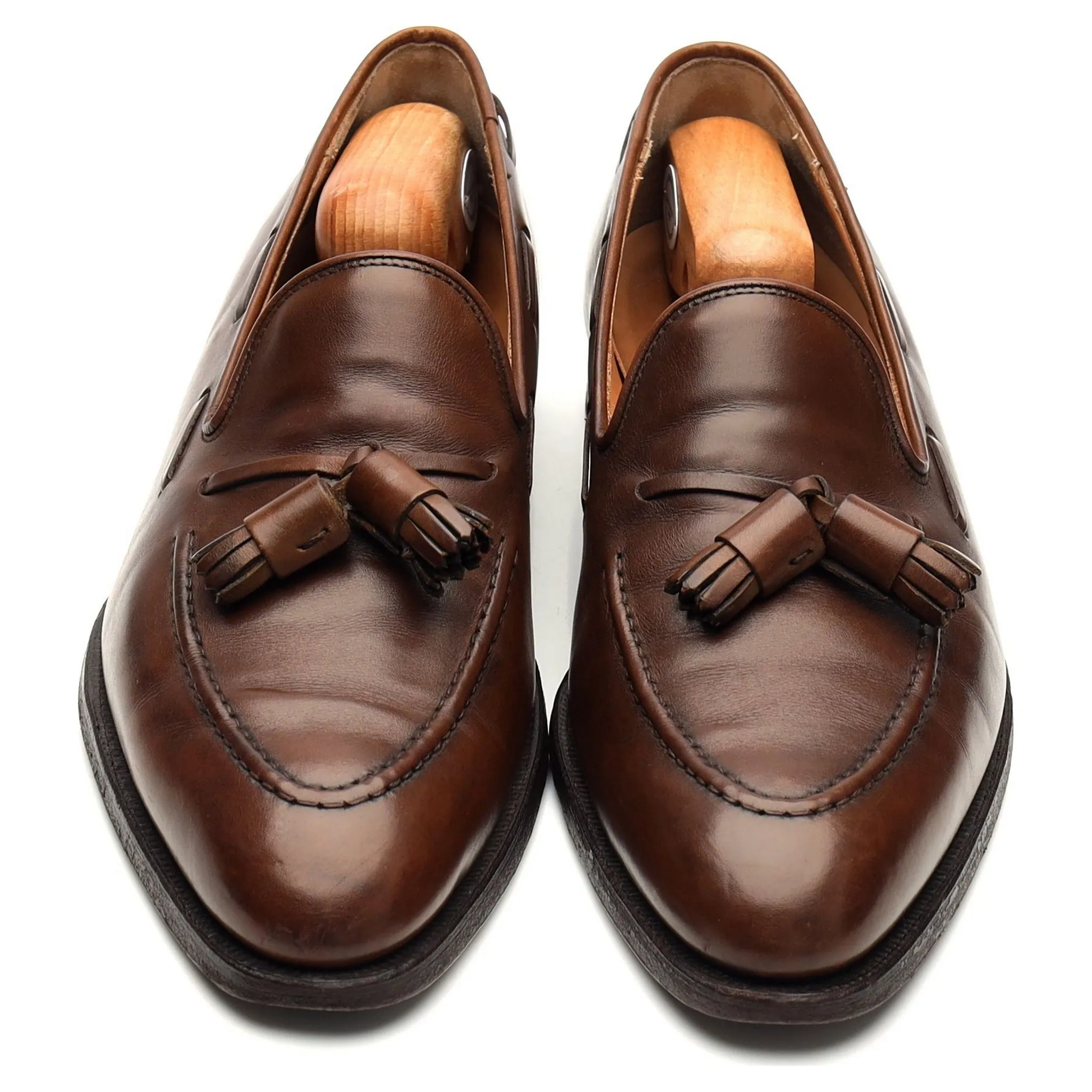 'Adrian' Brown Leather Tassel Loafers UK 7.5 E