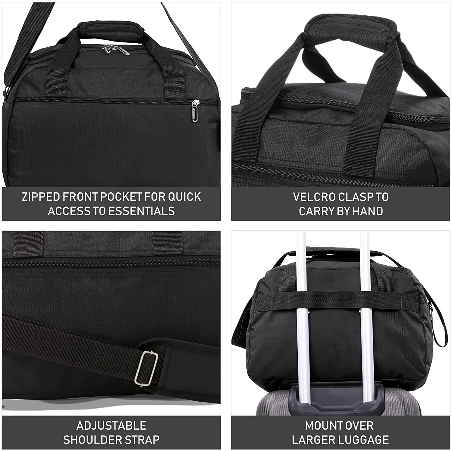 Aerolite (40x20x25cm) New and Improved 2024 Ryanair Maximum Size Holdall Cabin Luggage Under Seat Flight Holdall Bag (x2 Set)