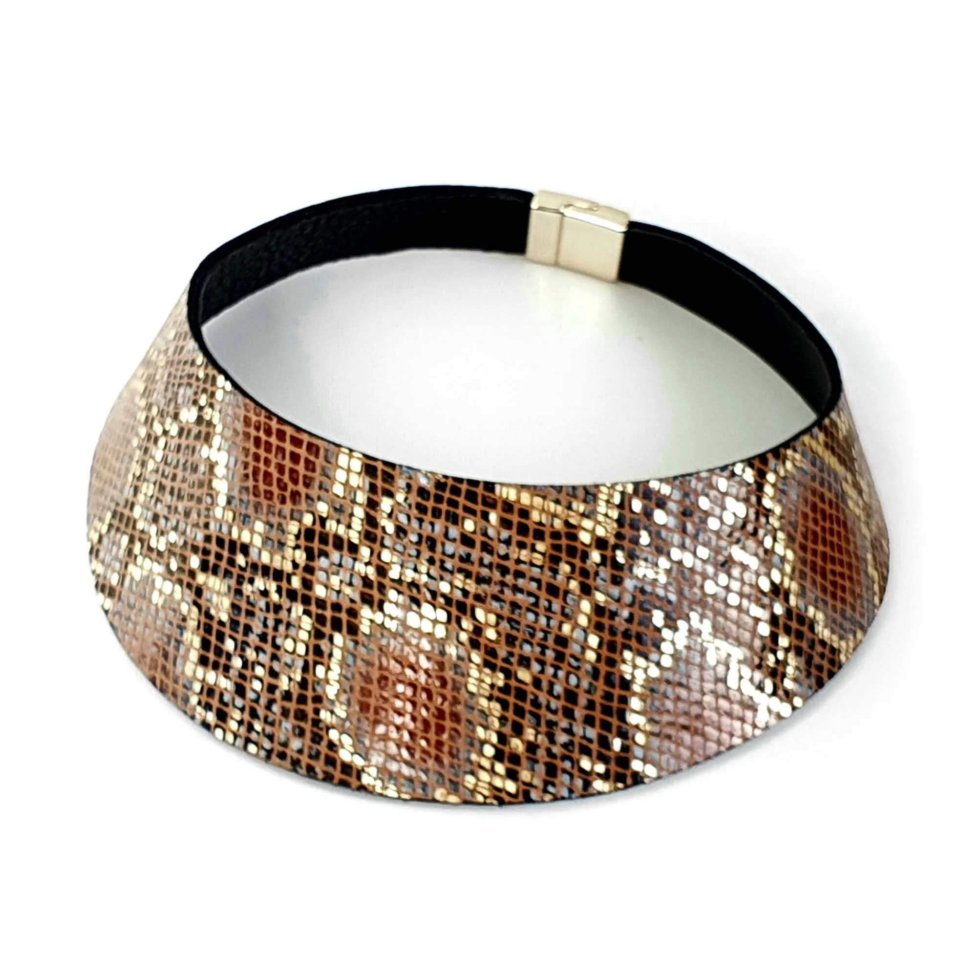 African queen black and white leather choker