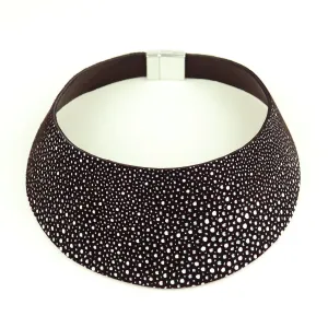 African queen black and white leather choker