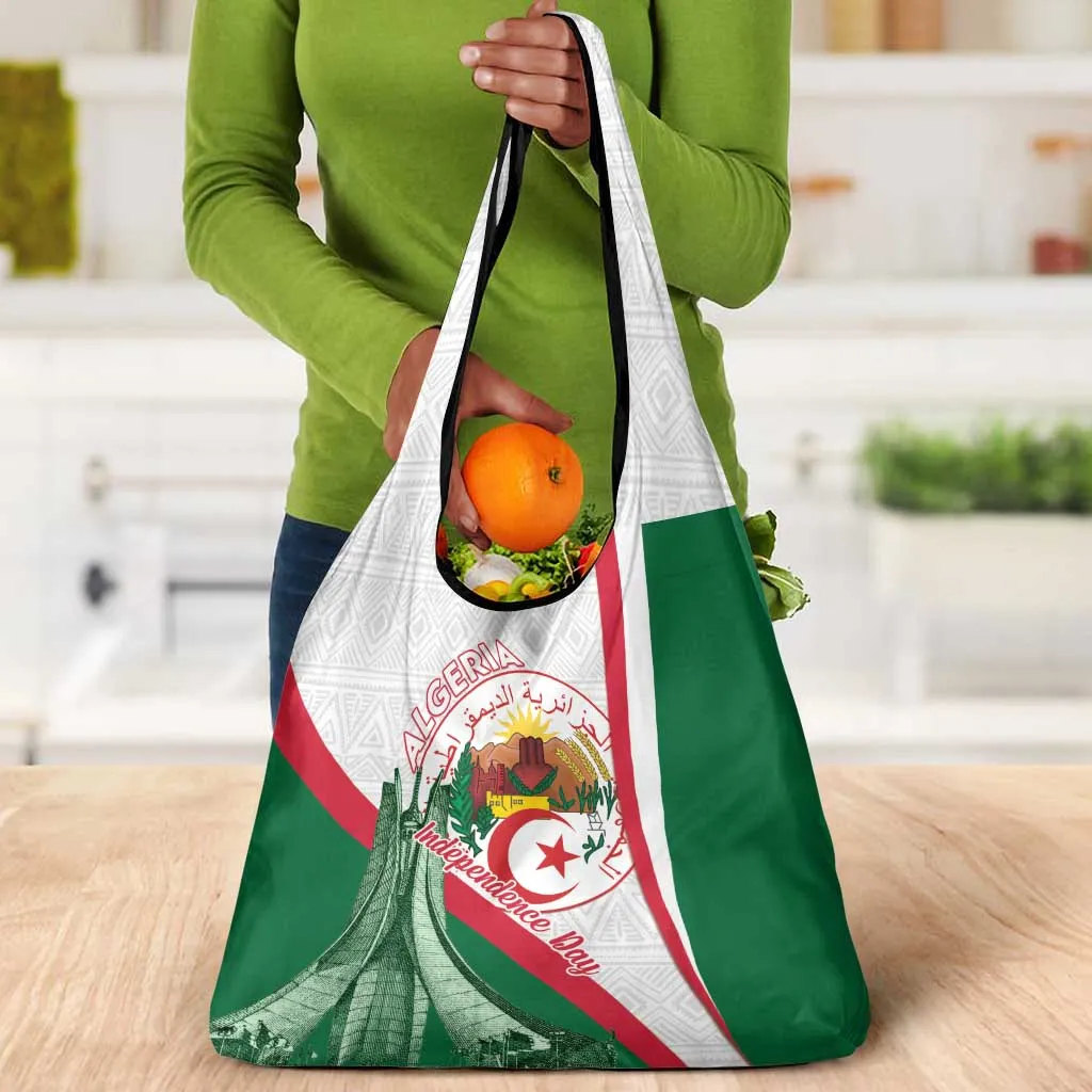 Algeria Independence Day Grocery Bag Coat Of Arms With Maqam Echahid LT15