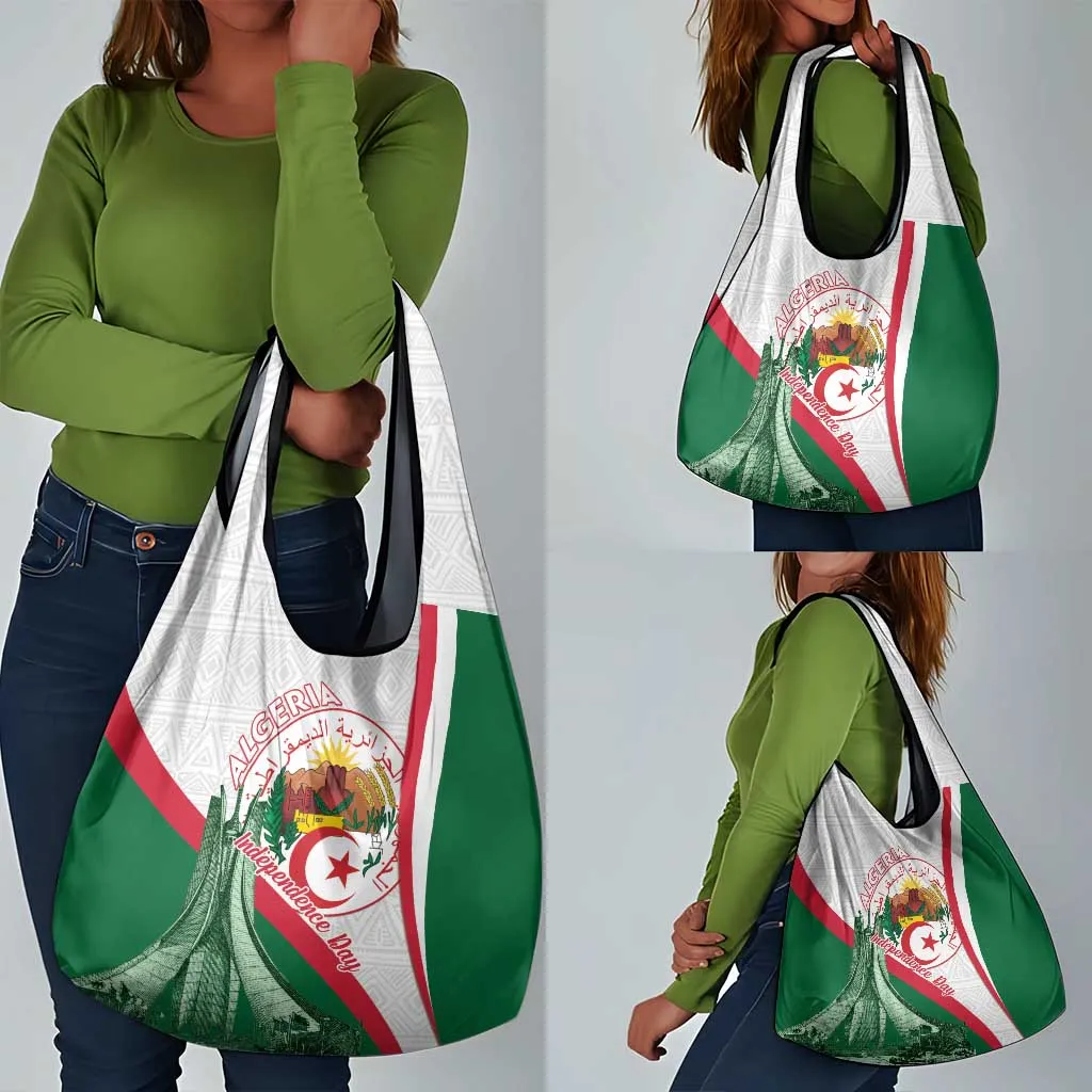 Algeria Independence Day Grocery Bag Coat Of Arms With Maqam Echahid LT15