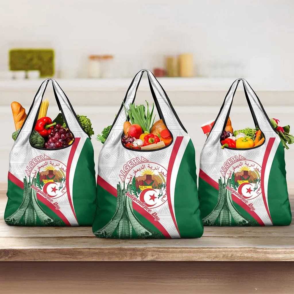 Algeria Independence Day Grocery Bag Coat Of Arms With Maqam Echahid LT15