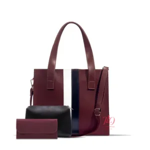 Allure 3 Pcs Maroon Tote Bag