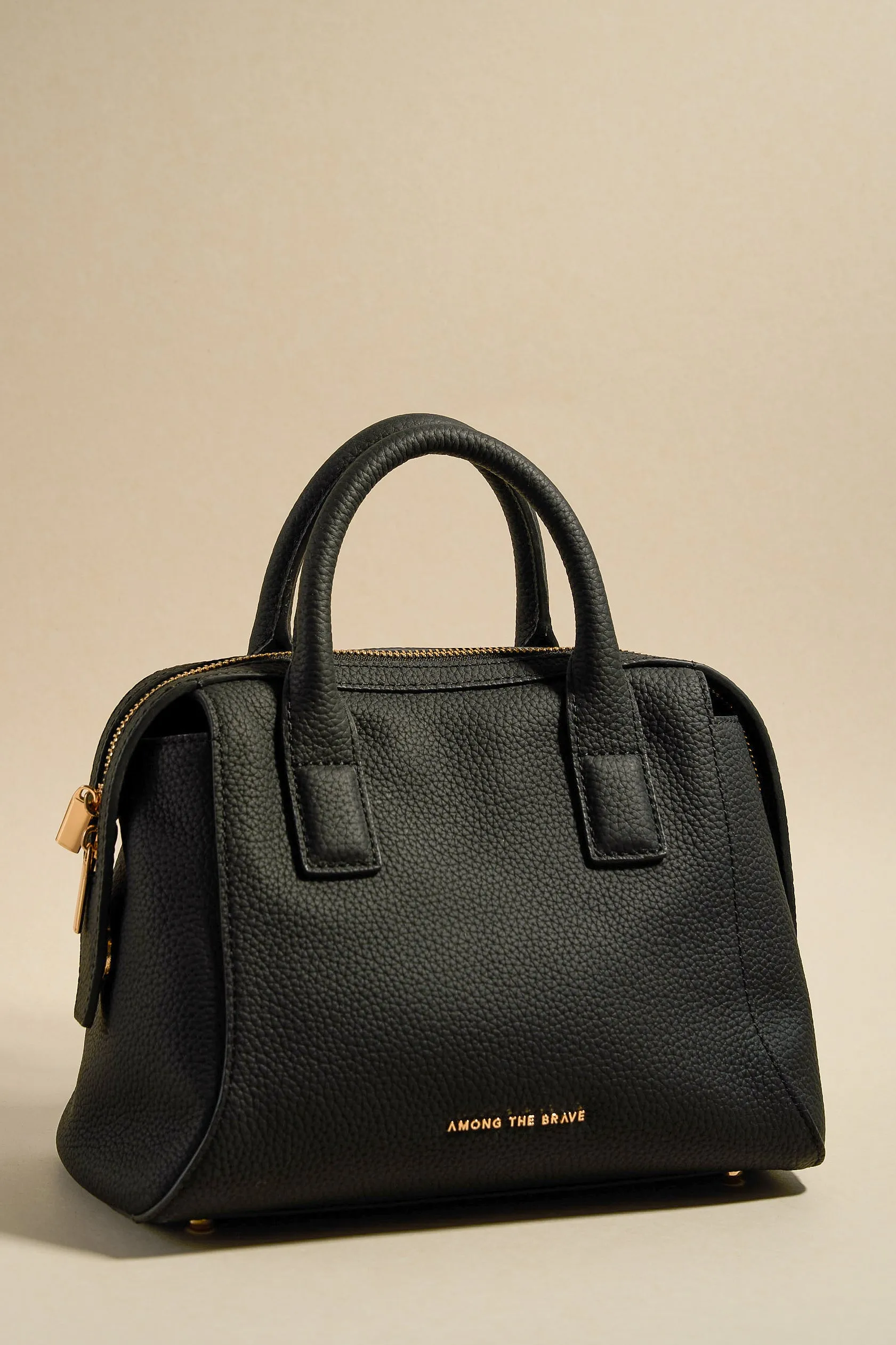 Amalfi Black Leather Double Handle Shoulder Bag