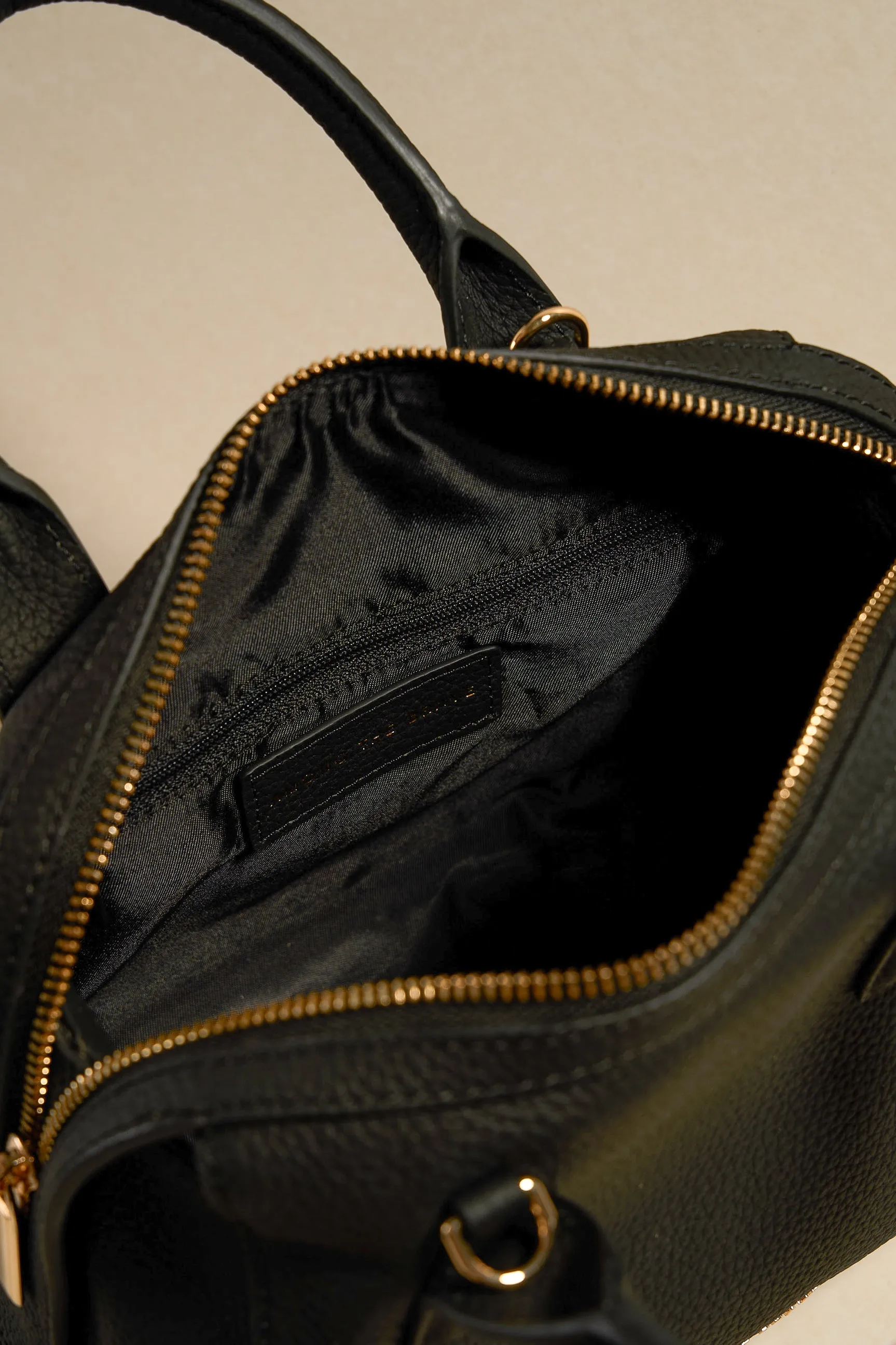 Amalfi Black Leather Double Handle Shoulder Bag
