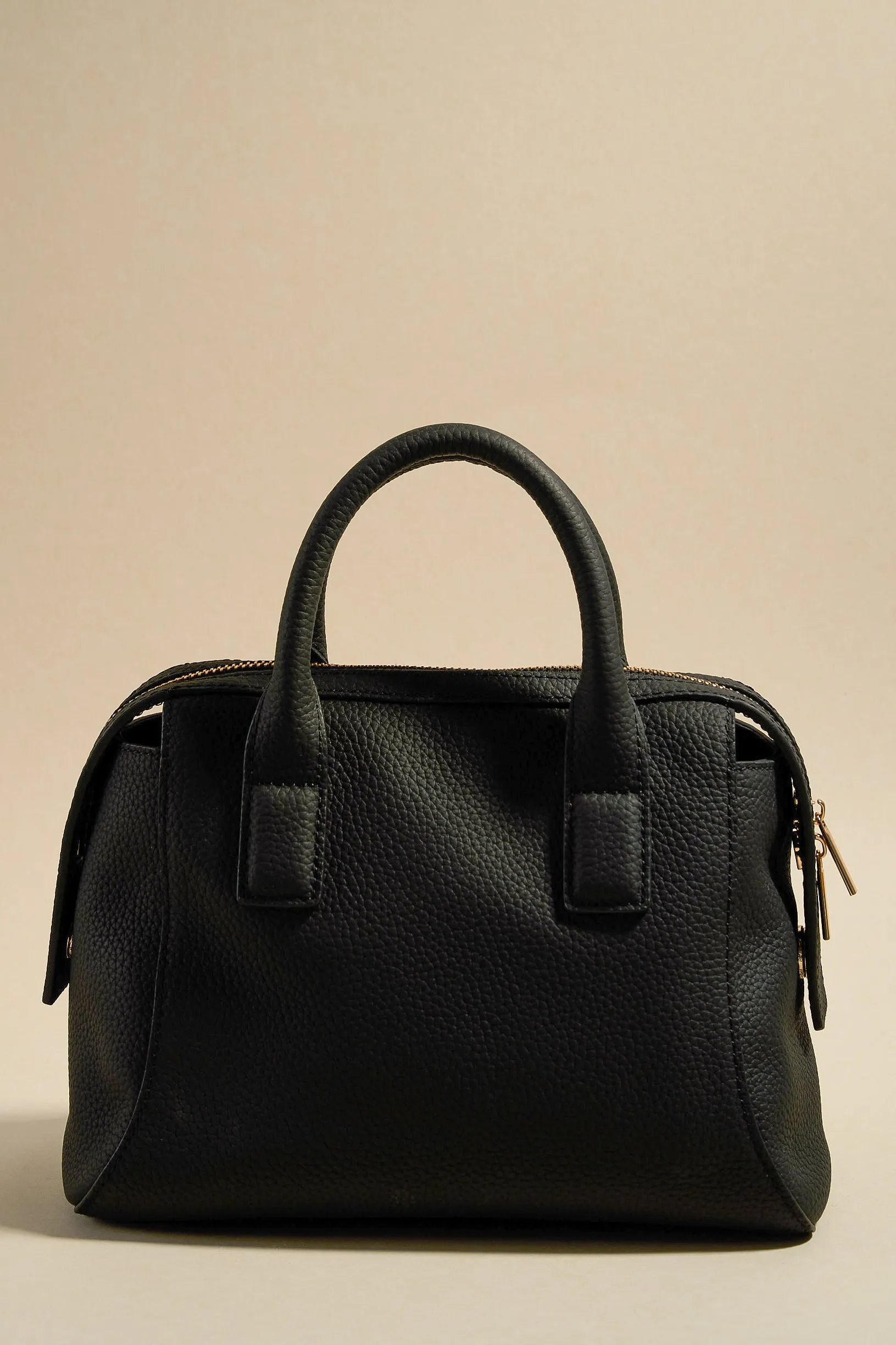 Amalfi Black Leather Double Handle Shoulder Bag
