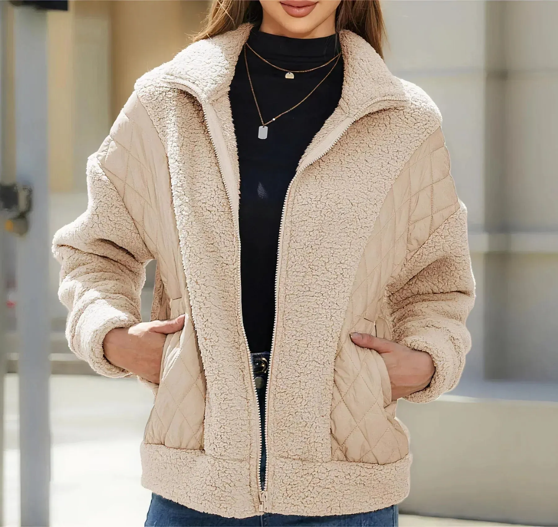 Amelia - Stilvolle Lässige Herbst Patchwork-Jacke für Damen