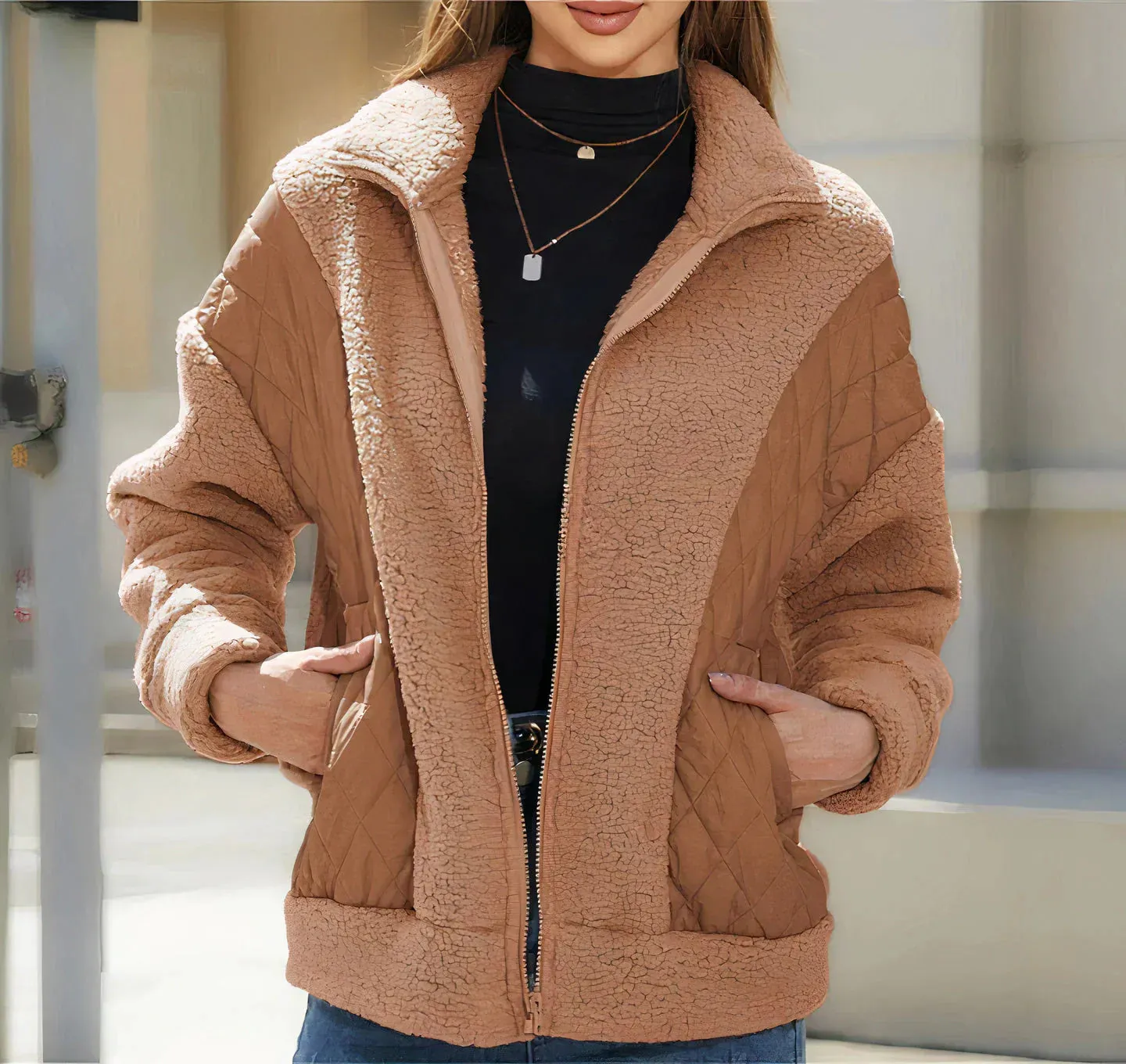 Amelia - Stilvolle Lässige Herbst Patchwork-Jacke für Damen