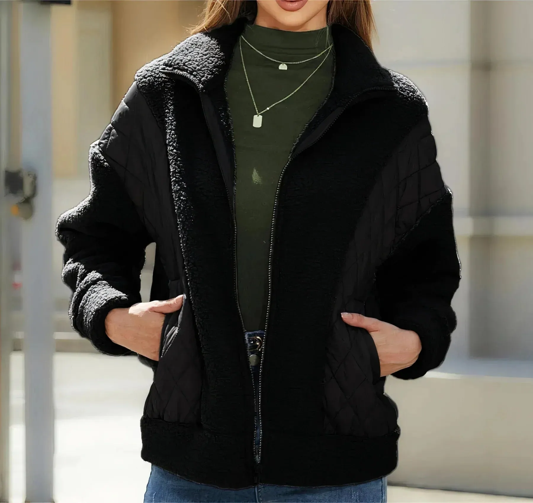 Amelia - Stilvolle Lässige Herbst Patchwork-Jacke für Damen