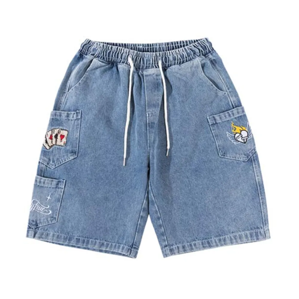 American Poker Letter Embroidered Shorts