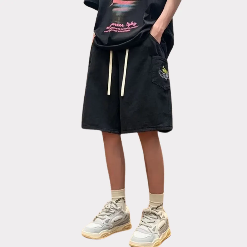 American Poker Letter Embroidered Shorts