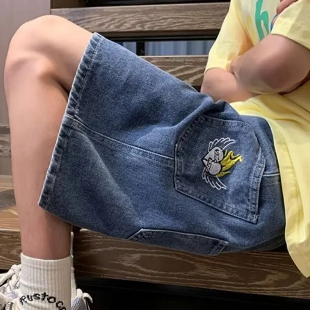 American Poker Letter Embroidered Shorts