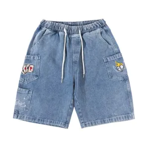 American Poker Letter Embroidered Shorts
