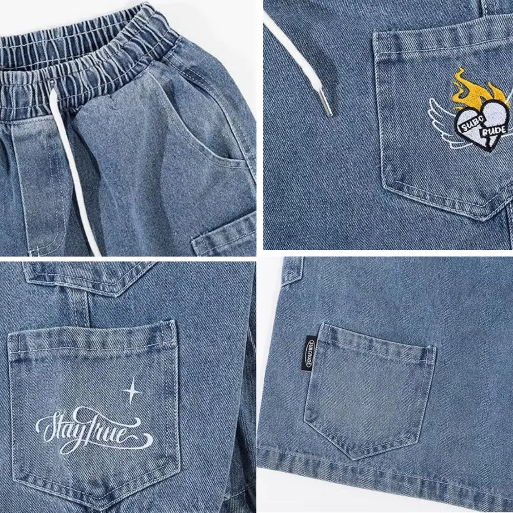 American Poker Letter Embroidered Shorts