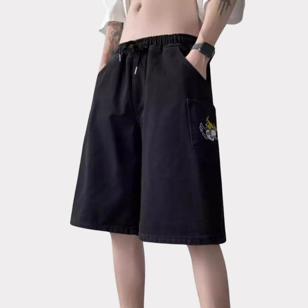 American Poker Letter Embroidered Shorts