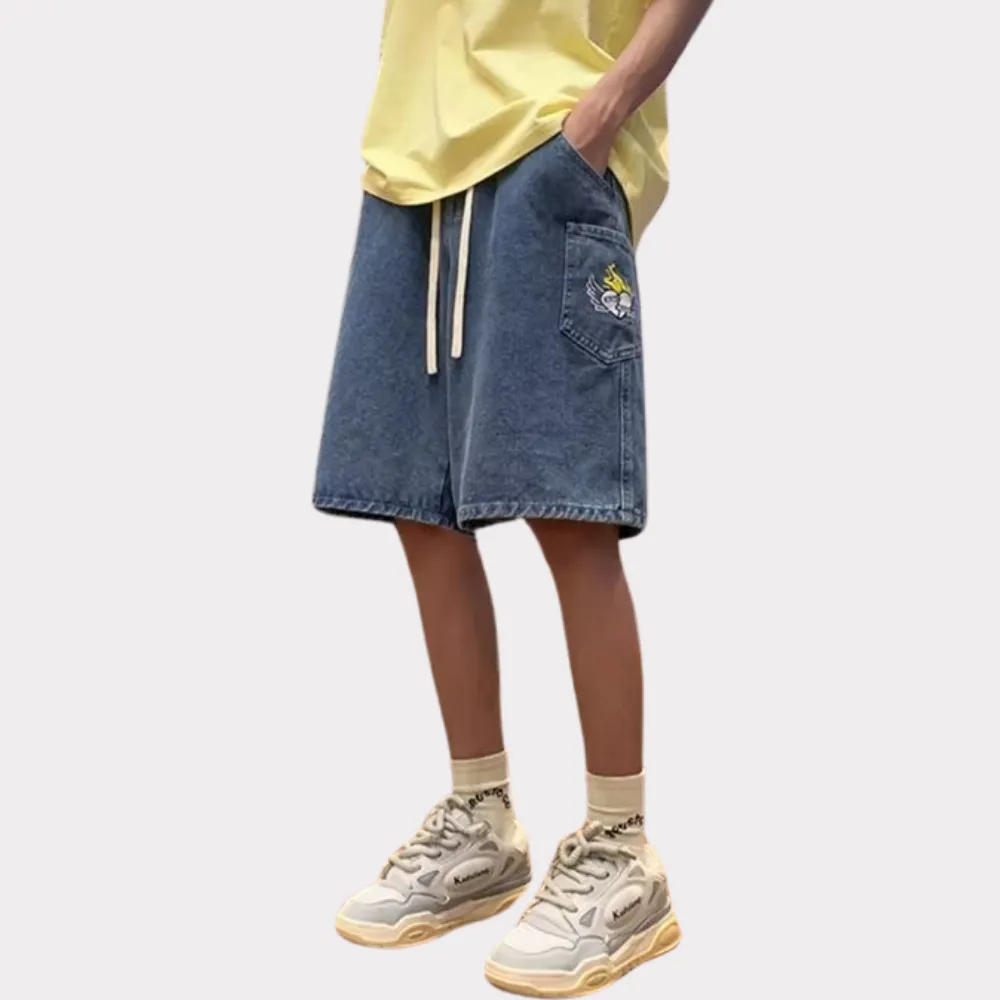 American Poker Letter Embroidered Shorts