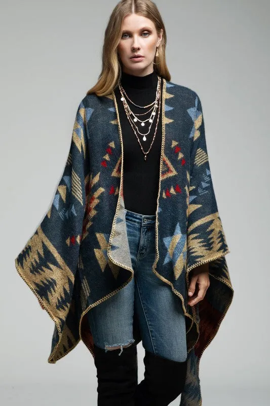Amonute Ethnic Ruana Kimono