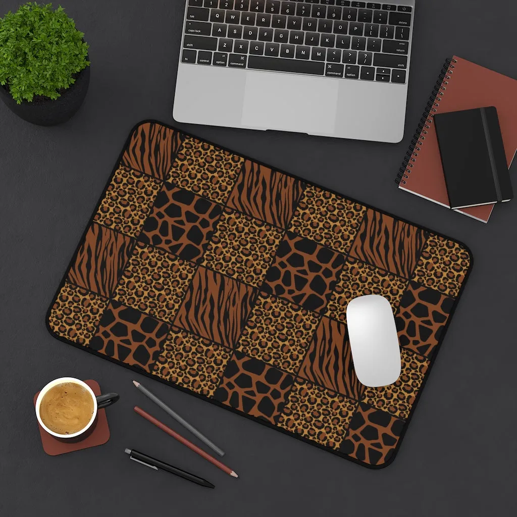 Animal Print Patchwork Style Pattern Desk Mat