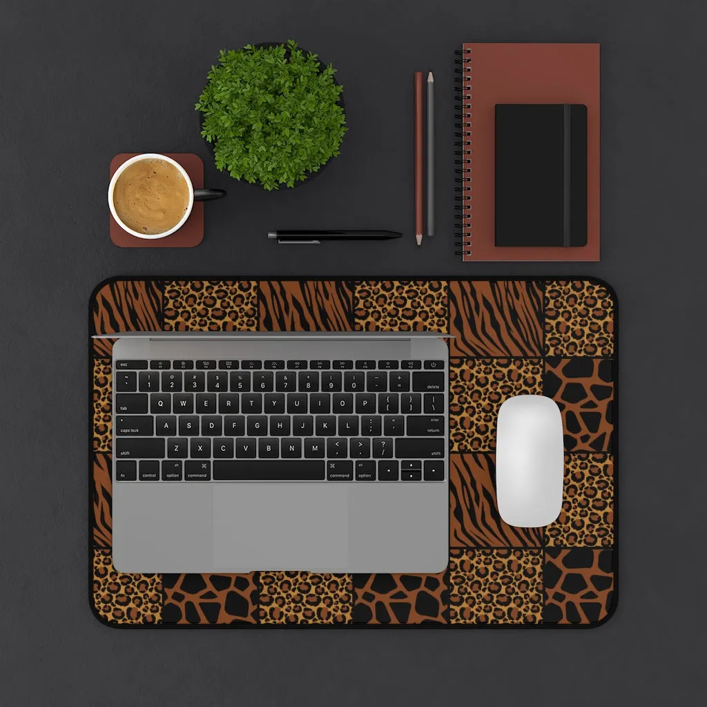 Animal Print Patchwork Style Pattern Desk Mat