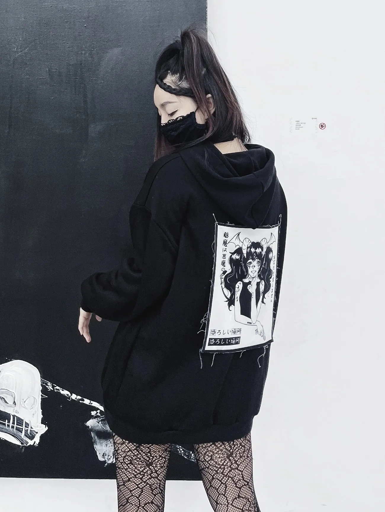 Anime Cartoon Hoodie Dark Loose Rock Punk Street Girl