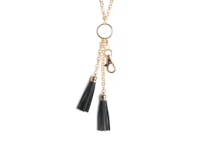 Anne Dbl Leather Tassel Pendant (Gold)