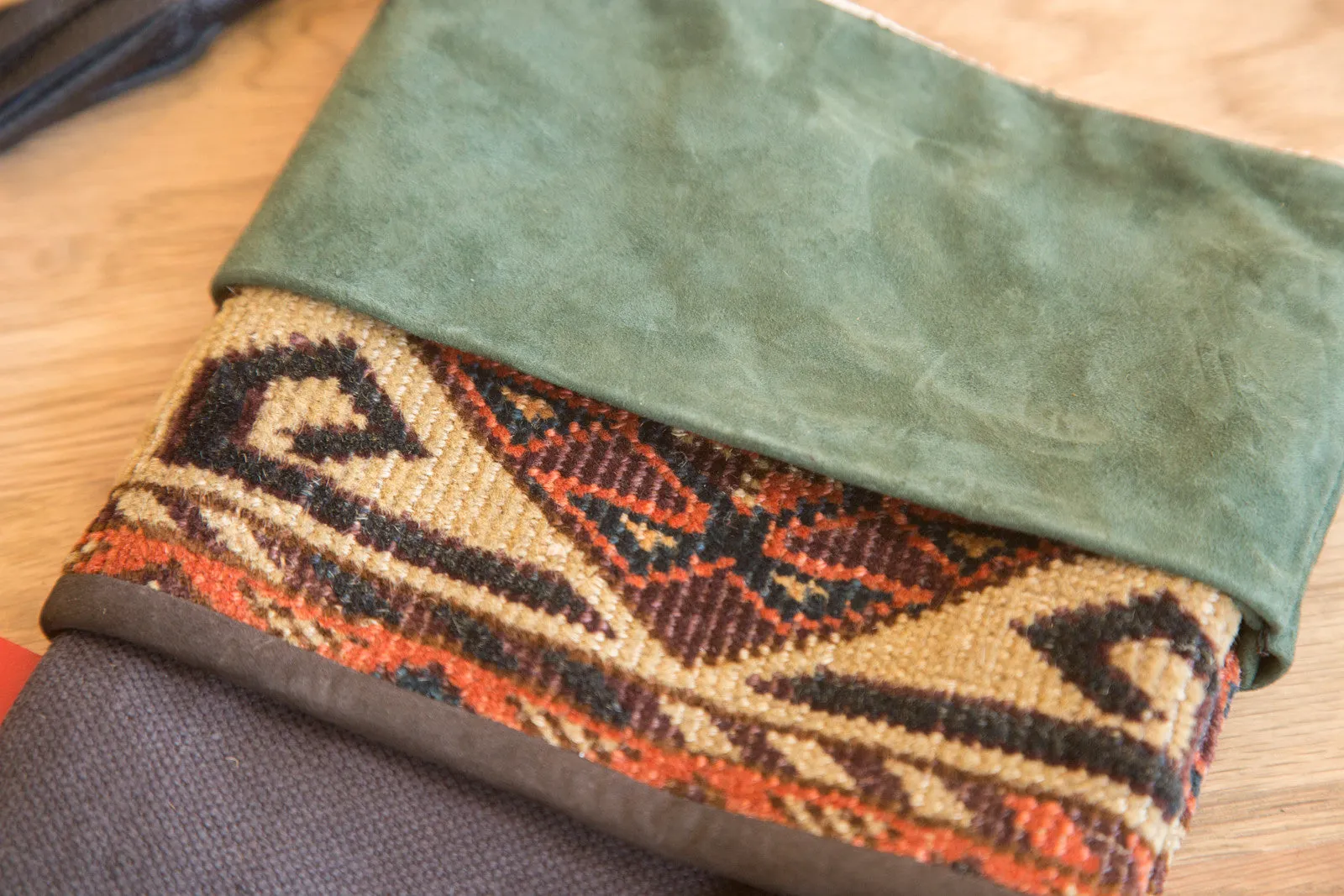 Antique Rug Fragment Stocking Green