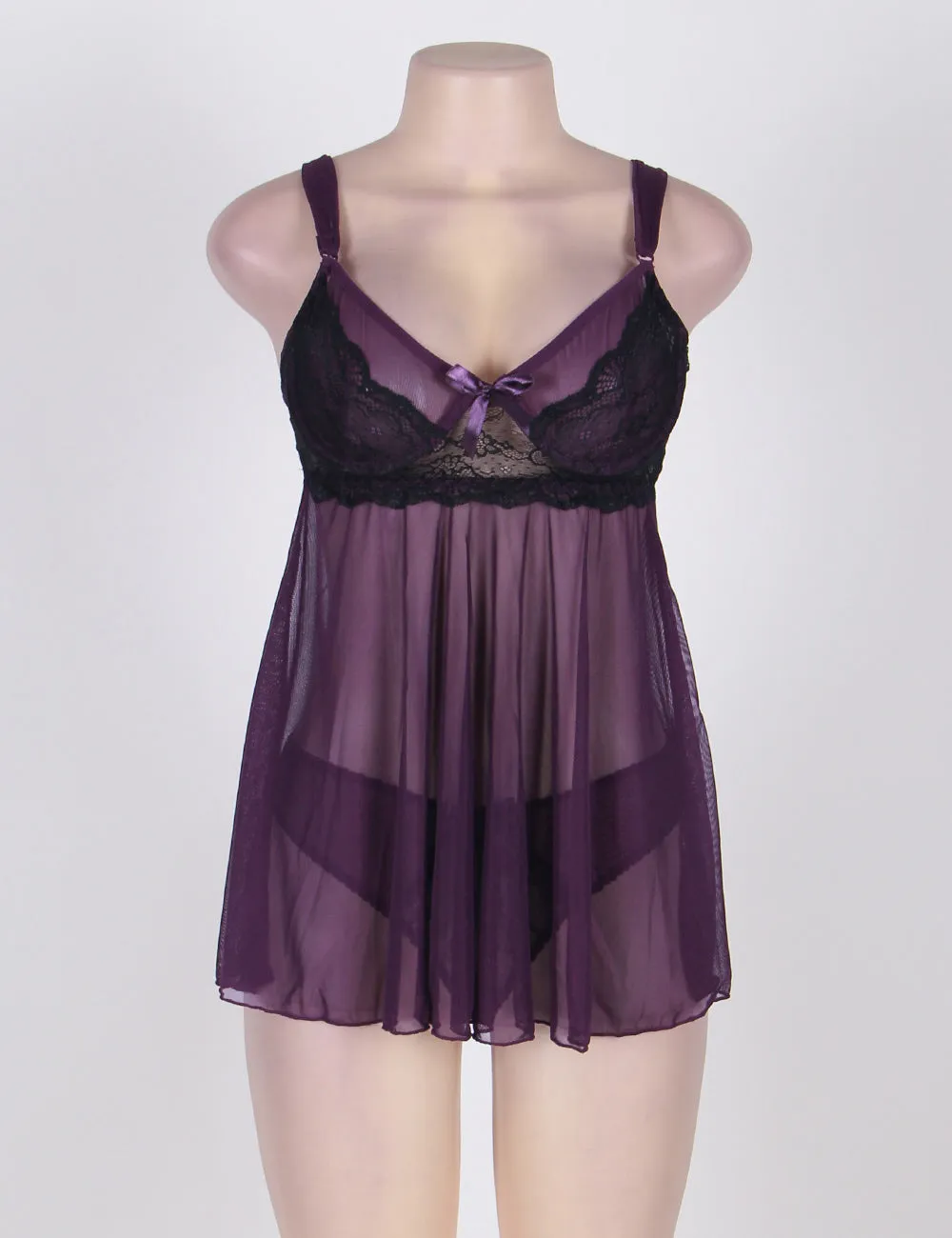Appealing Flower Pattern Lace Transparent Violet Mini Dress Egypt
