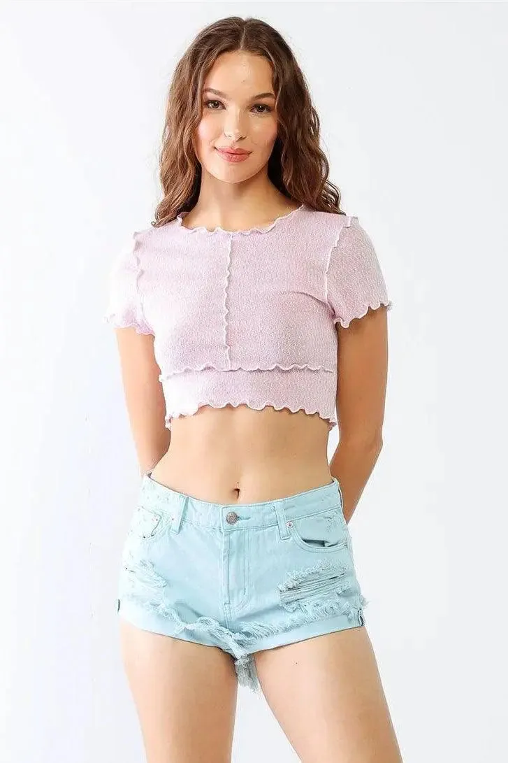 Aqua Cotton Ripped Five Pocket Distressed Details Stretchy Denim Shorts