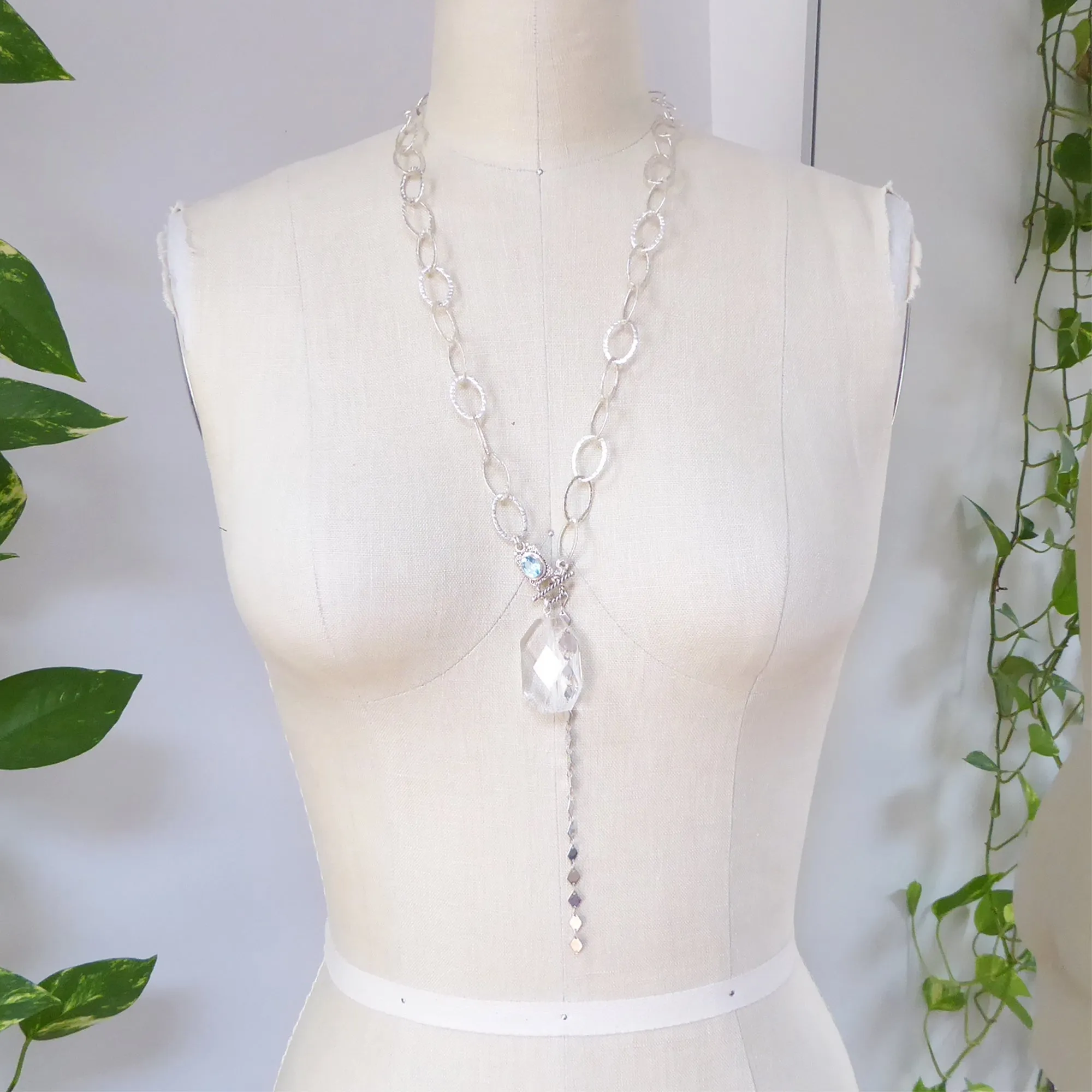 Aquamarine toggle clasp necklace