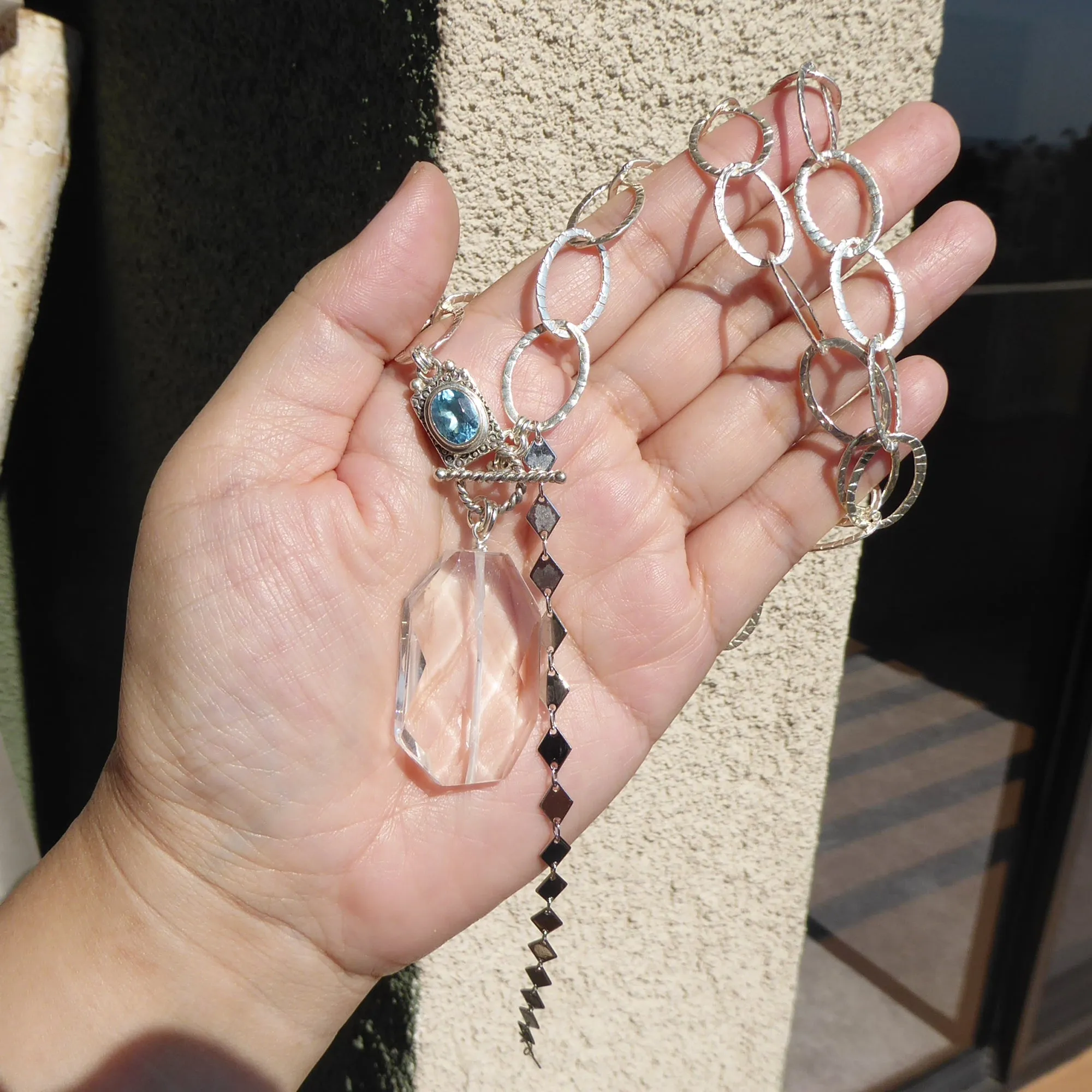 Aquamarine toggle clasp necklace