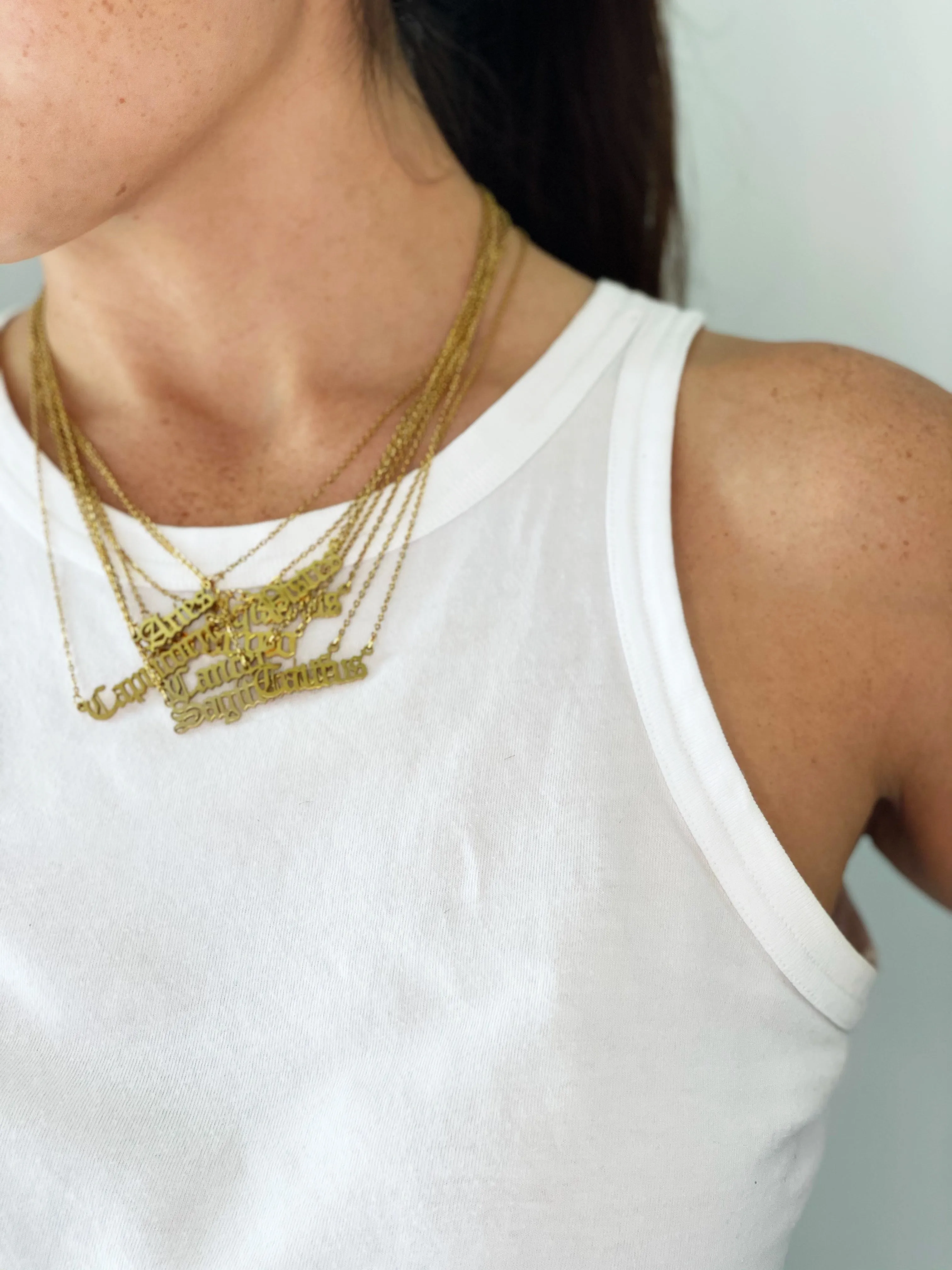 Aquarius Zodiac Nameplate Necklace