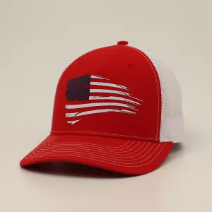 Ariat Red/White Distressed Flag Snap Back Ballcap
