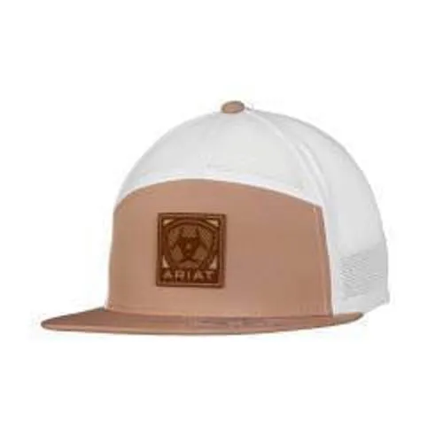 Ariat Tan/White Ballcap with Square PVC Ariat Logo Patch