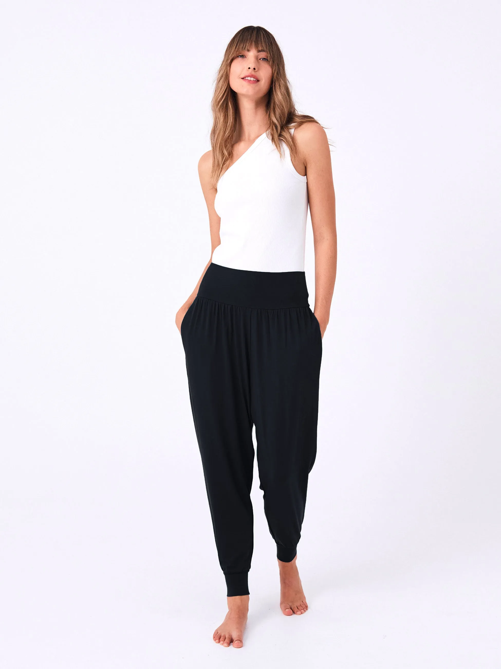 Asymmetric Organic Cotton Knit Tank - White